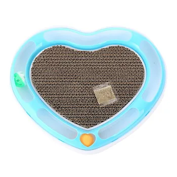 

Funny Cat Scratch Board Cat Toy Pet Heart-Shaped Catnip Toys Grab Plate Interactive Toys With Catnip & Bell Balls Cat Supplies