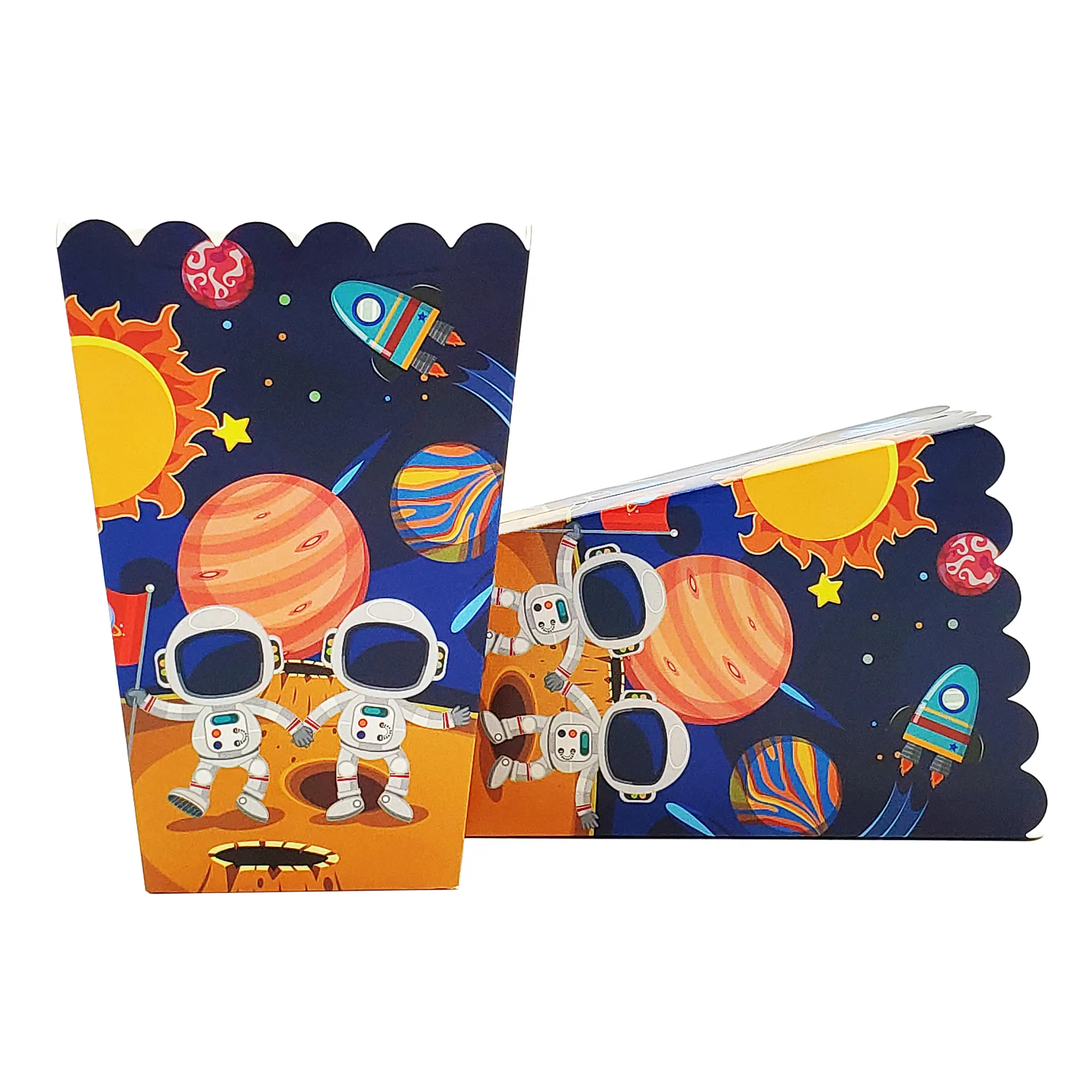 8 Pieces Lot Pop Corn Boite Snack Pour Enfants Astronaute Solaire Espace Theme Fete D Anniversaire Bebe Douche Decoration Fournitures Aliexpress