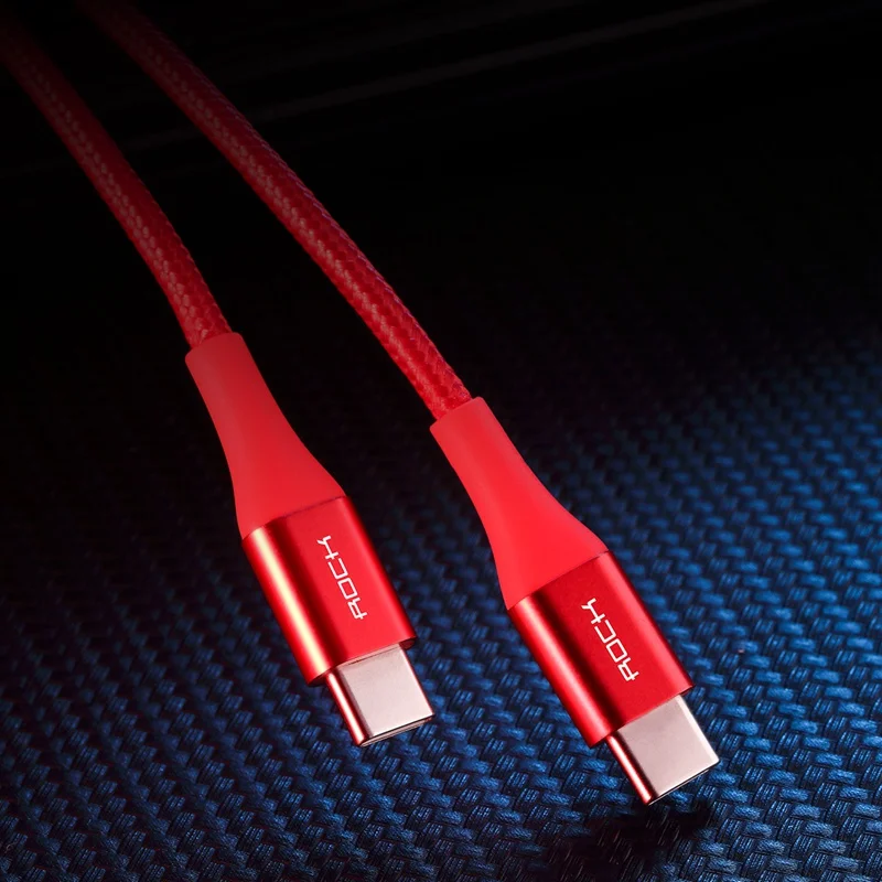 ROCK usb type C кабель к USB C кабель для samsung S10 S9 поддержка PD 60 W QC3.0 3A Быстрая зарядка и кабель быстрой синхронизации для устройств type-C - Цвет: Red