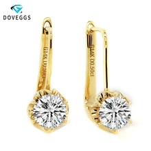 

DovEggs 1ctw 5mm F G Color Lab Grown Moissanite Diamond Hoop Earrings For Women 14K 585 Yellow Gold Flower Earring Fine Jewelry