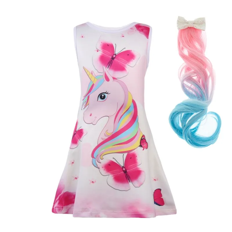 Summer Baby Girls Dress Butterfly Sleeve Dresses Unicorn Kids Party Dresses for Kids Girls Princess Dress