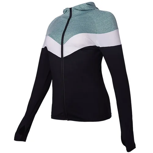 Женские куртки на молнии, спортивные толстовки, рубашки с длинным рукавом для бега, тренировочное пальто для тренировок, фитнес-топ, Спортивная Толстовка - Цвет: FBFE003 light green