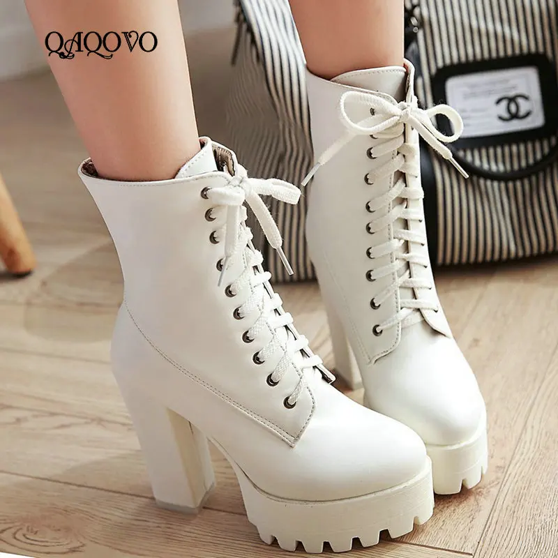white ankle boots round toe