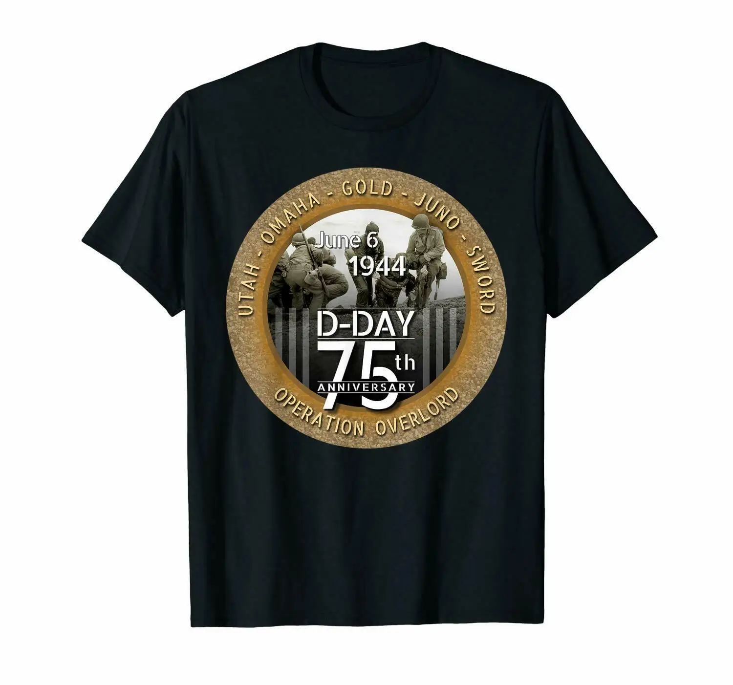 

Utah-Omaha-Gold-Juno-Sword D-Day 75th Anniversary Military Veteran Black T-Shirt