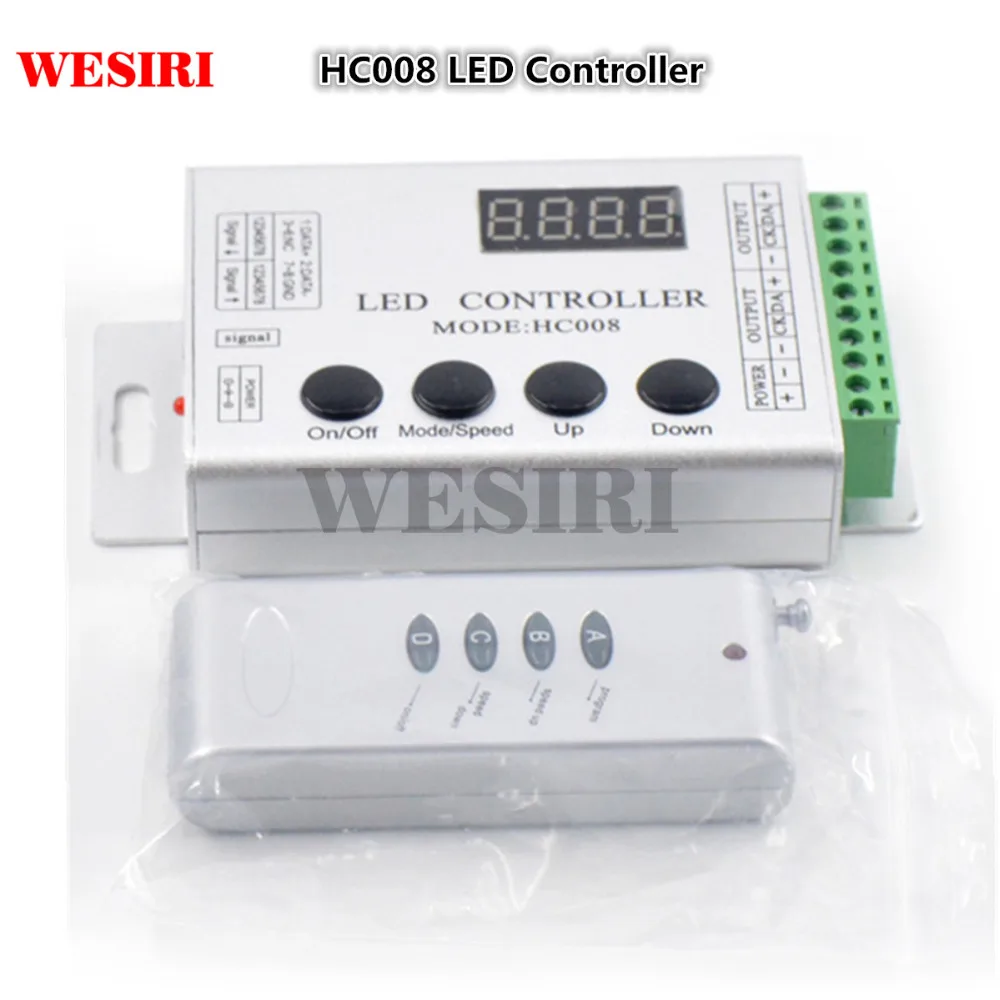 

WESIRI HC008 RF Remote RGB LED Controller Max Control 2048 Pixels,133 Effect Modes For WS2811 WS2812B WS2801 LED Strip Light