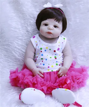 

NPK 57CM beb real Reborn girl Doll Full Silicone Child Toddle Bath Toys Lifelike Realistic Babies Princess Fashion doll alive