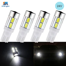 Ym e-brilhante 24v 4 pces t10 w5w led interior luzes 5630 10 smd tronco lâmpadas 194 168 para caminhões de carro cortesia lâmpada da placa de licença 2825