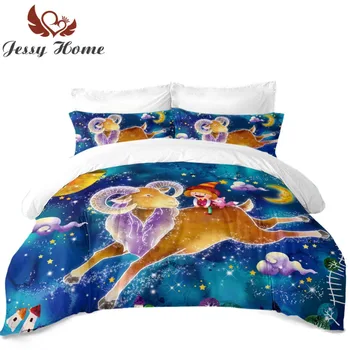 

Aries Bedding Set 3Pcs Constellation Pattern Coverlet Pillowcases Crab Bed Coverlet Microfiber Factory Wholesale