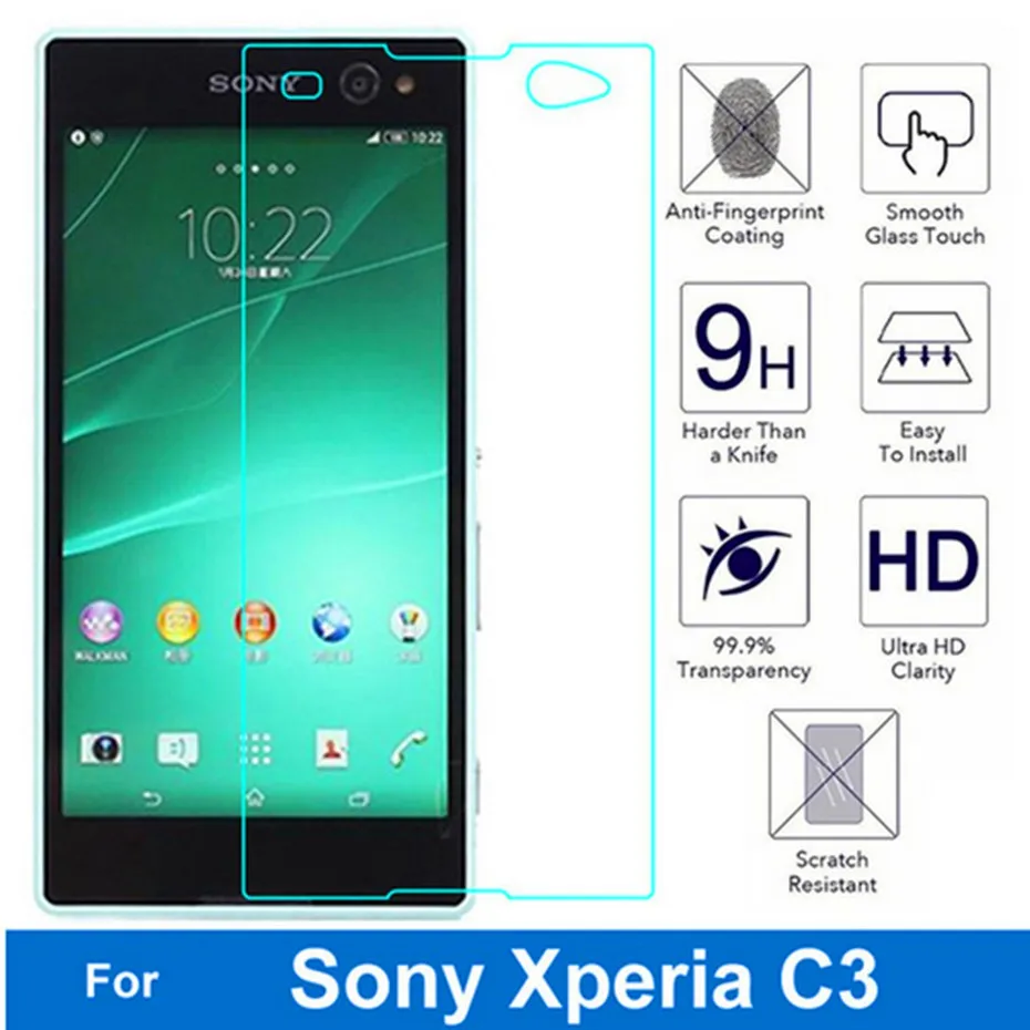 Adcanovd для Sony C3 Защитная пленка экрана 9H 0 26 мм закаленное стекло Xperia S55T S55U D2502 D2533