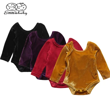

Autumn Infant Baby Girl Long Sleeve velvet Bowknot Romper Jumpsuit Clothes Outfits 0-24M