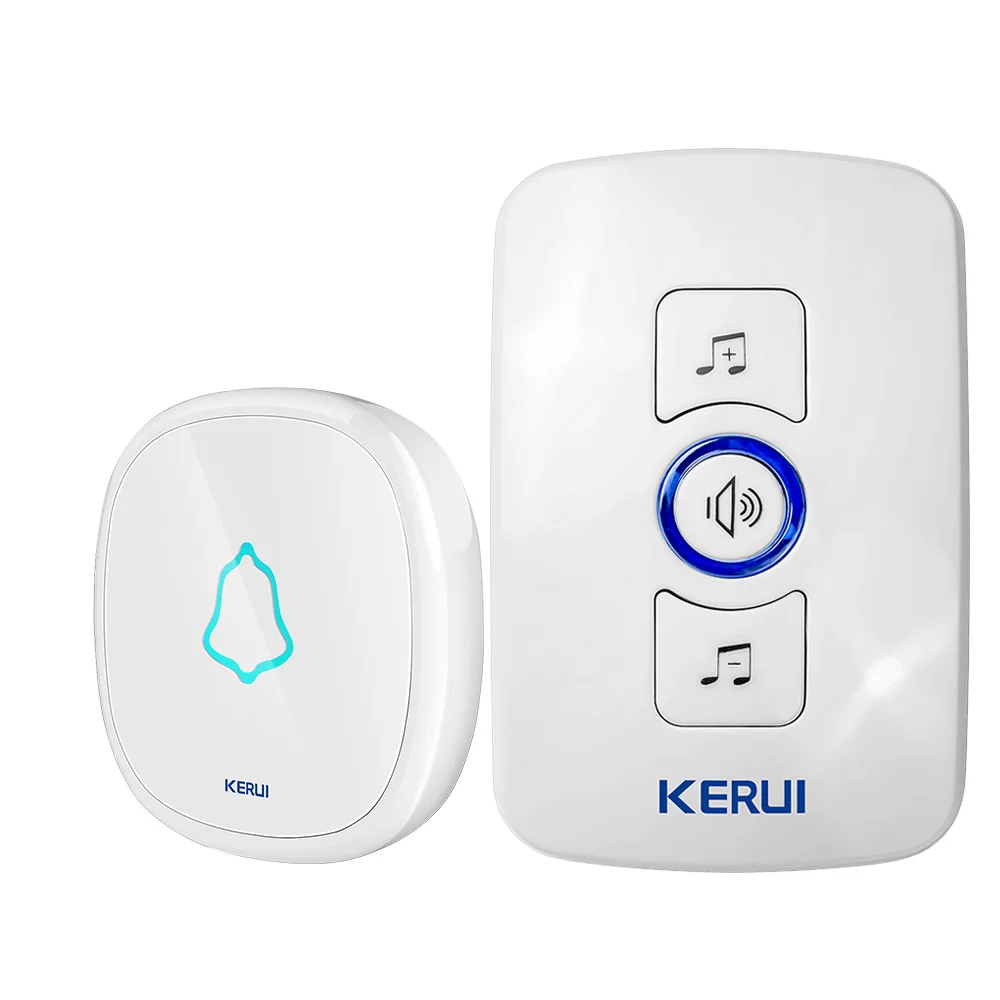 Беспроводной дверной звонок KERUI, водонепроницаемый Светодиодный светильник с сенсорной кнопкой, беспроводной Умный домашний дверной звонок, Набор колокольчиков с 32 звонками, дверной звонок, сигнализация