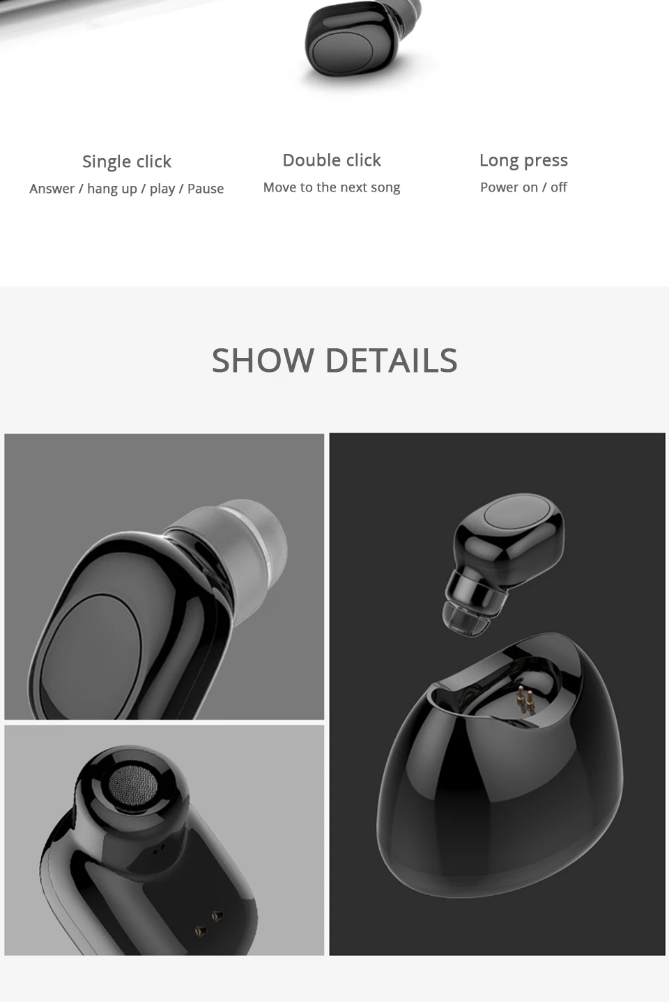 Bluetooth Earphones With MIC Wireless Headset Earbuds Mini Wireless In Ear Earpiece Bluetooth Earphone Noise Canceling (18)