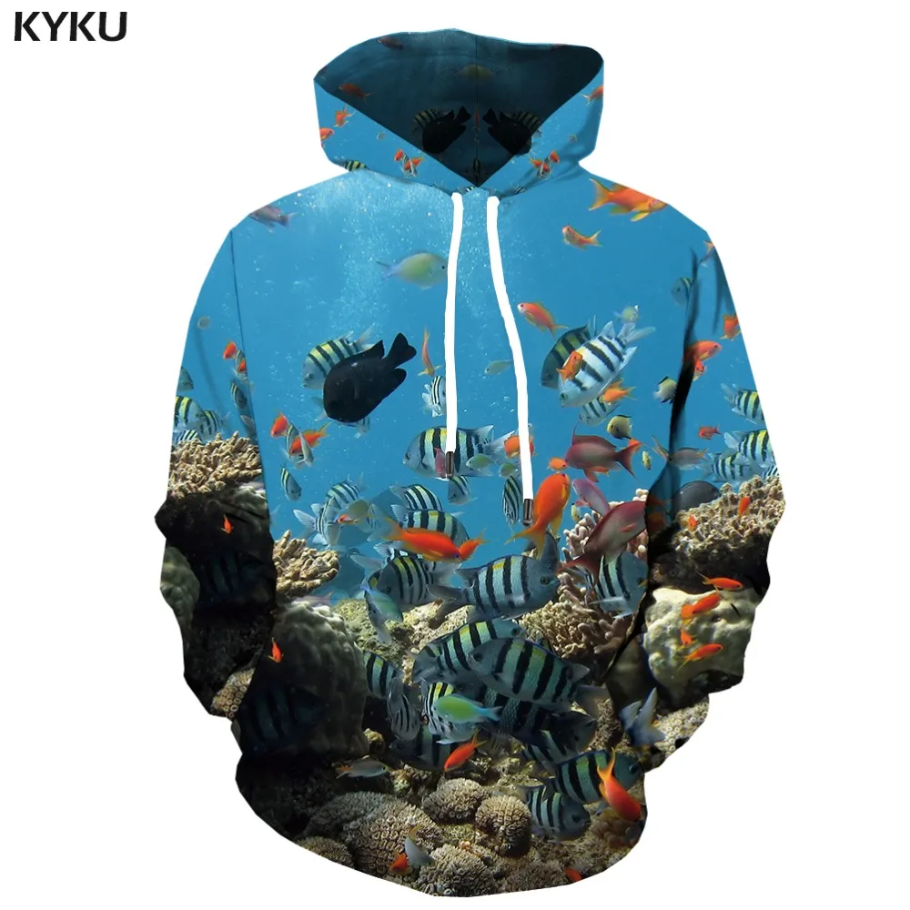 KYKU Fish Hoodie Men Animal Printed Sweatshirt Pullover Hooded Carp 3d ...