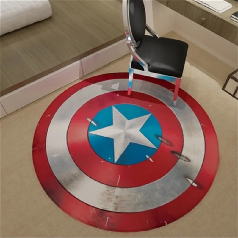 

120X120CM Avengers:Infinity War Captain America Shield 3D Short Plush Carpet Action Figure Children Bedroom Decoration X1896