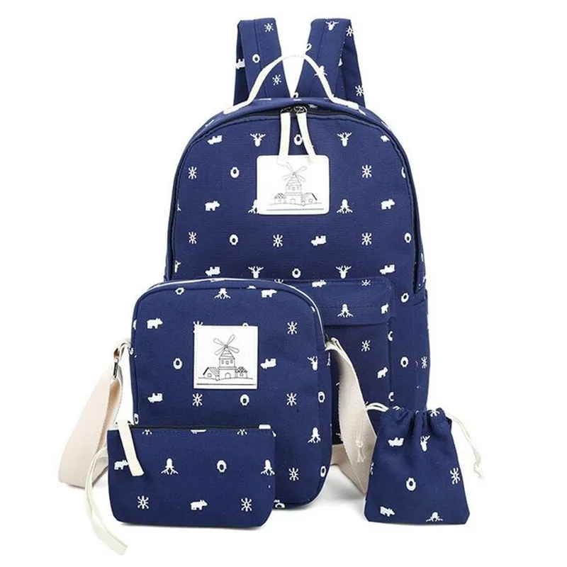 ECOPARTY bolsas Student Canvas Backpack Printing School Bag For Teenagers Preppy Book Shoulder Bag Mochila Escolar