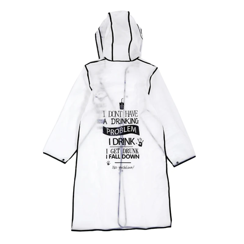 New Fashion Women's Transparent Eva Plastic Girls Raincoat Travel Waterproof Rainwear Adult Poncho Outdoor Rain Coat