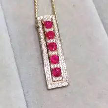 С натуральным красным Рубином камень кулон S925 Серебряный натуральный драгоценный камень кулон Цепочки и ожерелья модные можно носить с обеих сторон женщины Нарядная, для девочек ювелирные изделия