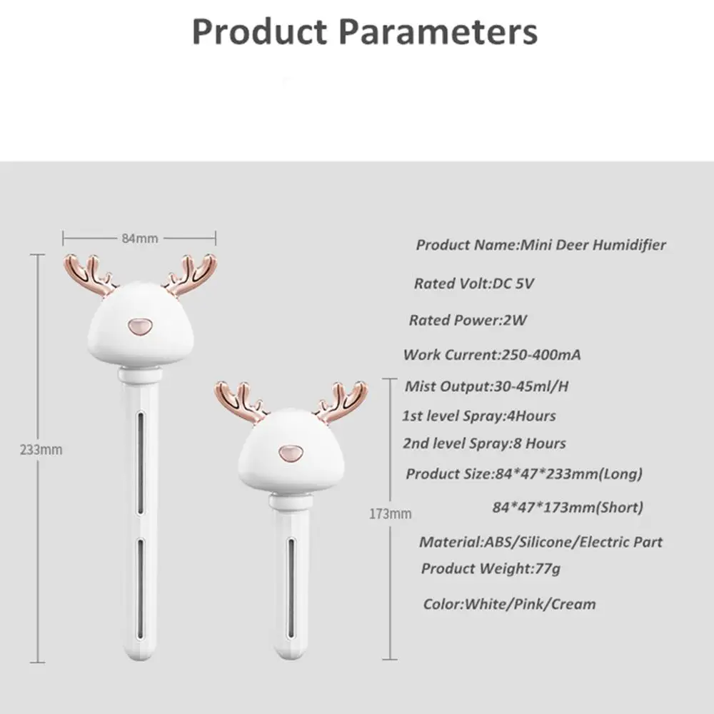 Cute Mini Essential Oil Diffuser Car Portable USB air Humidifier Adjustable Height Ultrasonic Mist