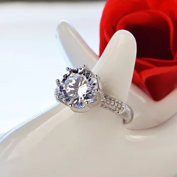 Classic Moissanite Engagement Silver Ring 3