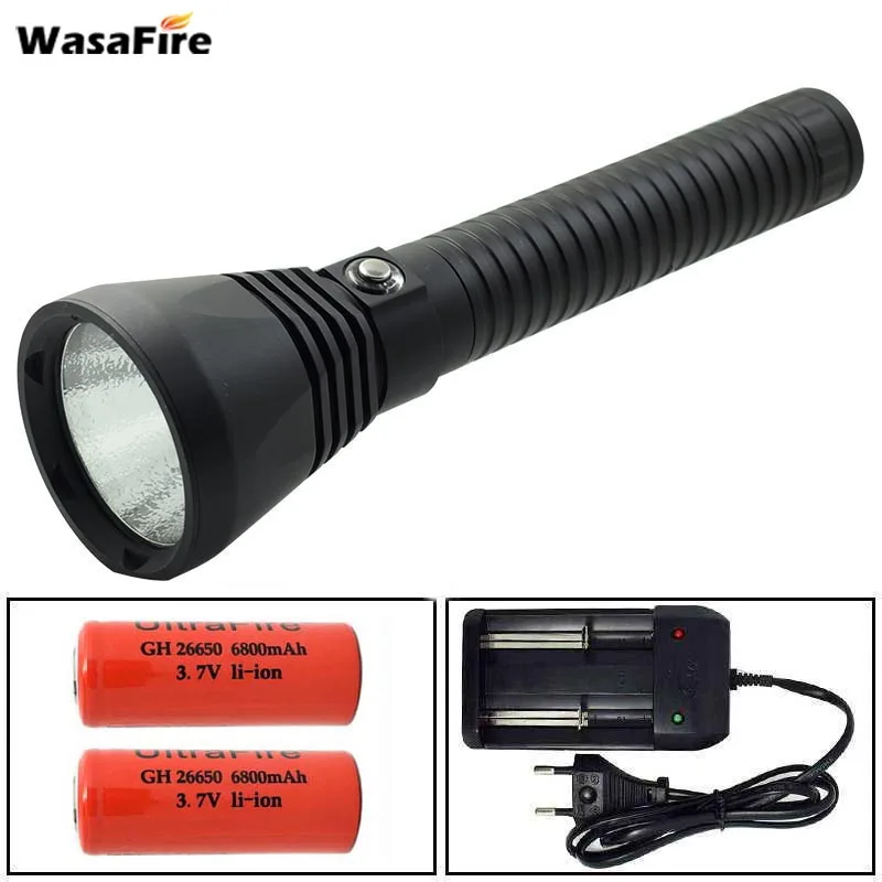

Powerful 4000LM XHP70 LED Diving Tactical Flashlight Dive Light Scuba Lamp Underwater 100M Torch With 26650 Battery + Charger