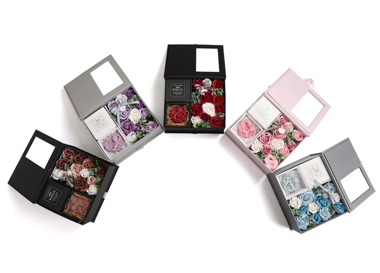 JAROWN Artificial Soap Flower Rose Gift Box Wedding Souvenir Valentine's Day Creative Birthday Novelty Gift Rose Soap Home Decor (25)