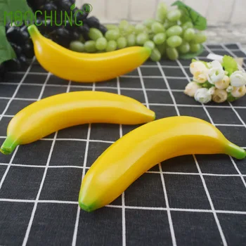 

Plastic Fruit Fake Decorative Artificial Bananas For Home Party Decorations Realistic Yellow Banana 16.5cm 6pcs
