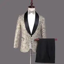 Blazer men groom suit set with pants mens wedding suits costume singer star style dance stage clothing fashion formal dress pyjtrl men five piece set europe style court marshal clothing groom wedding red mens suits party stage singer costume