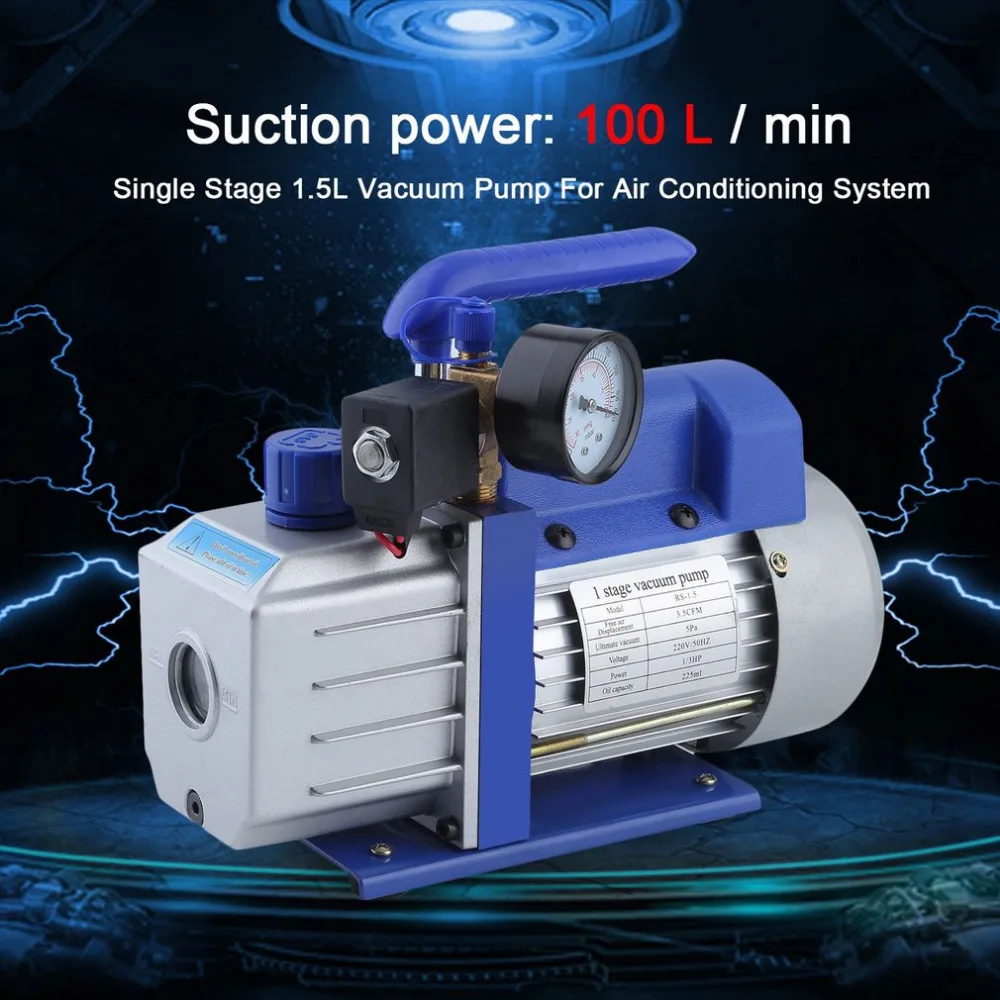 

Newest 100L/Min 250W High Power Single Stage 1.5L Vacuum Pump For Refrigeration Air Conditioning Systems EU Plug