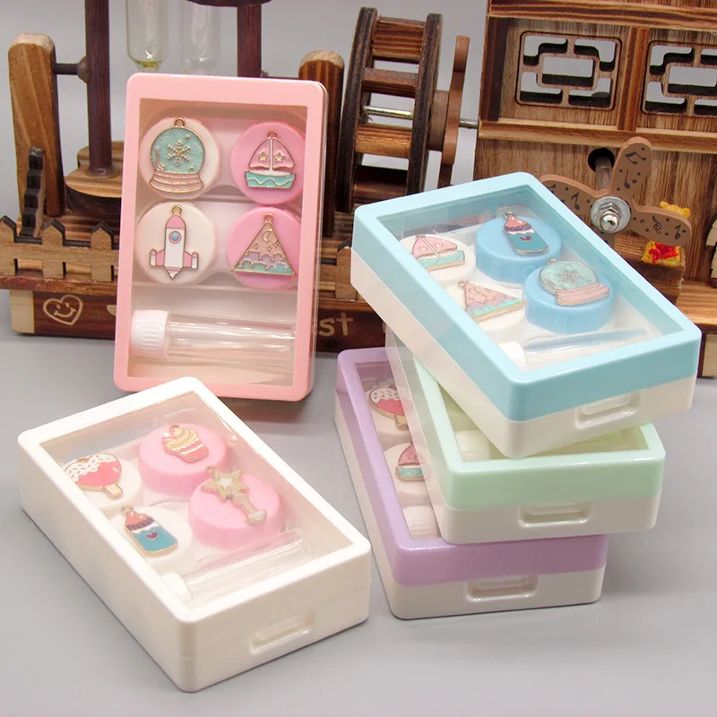 5 стиль контейнер для контактных линз конфетный цвет коробка красоты изысканные две пары невидимых mate box