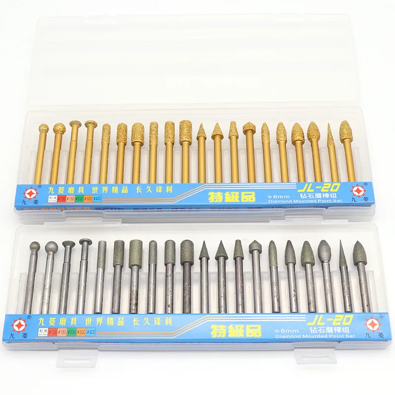 20/pcs 6mm Diamond Burs Rotary Tool Sintered Diamond Burs Abrasive
