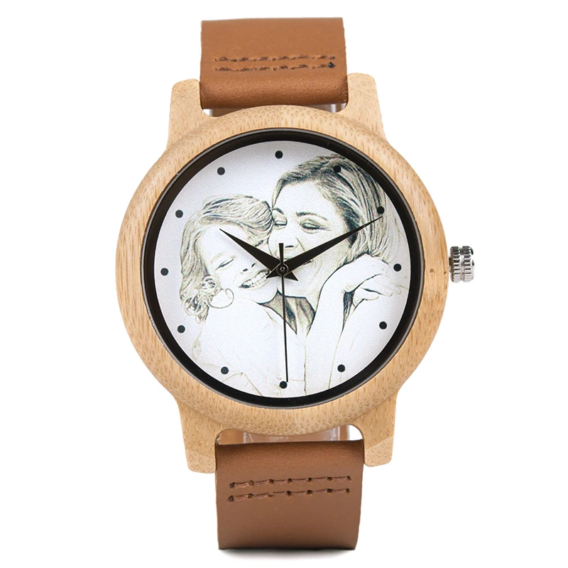 BOBO BIRD Custom Picture Watches Men Women Lovers' Quartz Analog Watches Casual Cool Watch Engrave Logo