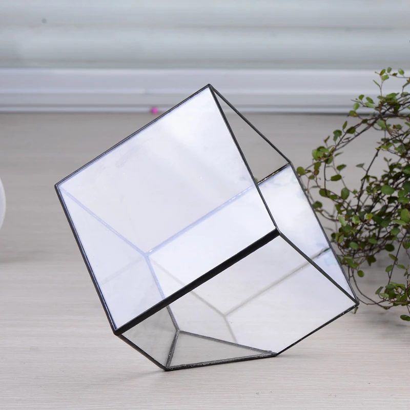Modern Artistic Clear Glass Cube Box Glass Plant Terrarium Graden Decor