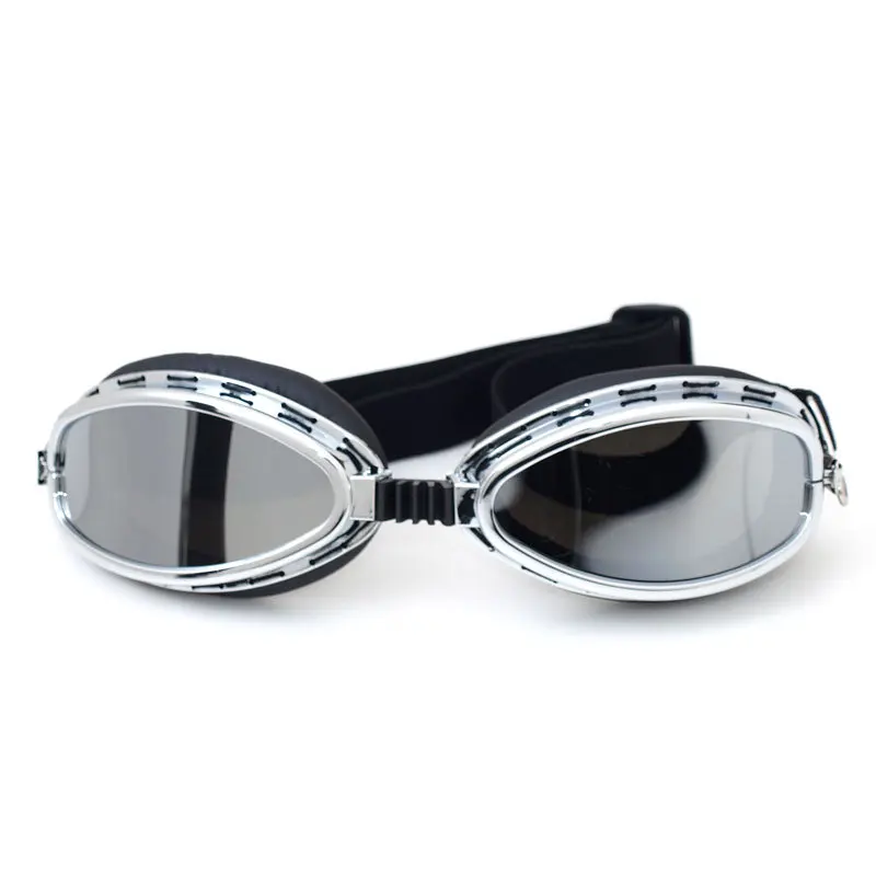

Aviator Pilot Cruiser Motorcycle Glasses Bike Riding Goggles Eyewear Protect Glasses Silver Lens UV-Protection Cafe Racer Glasse