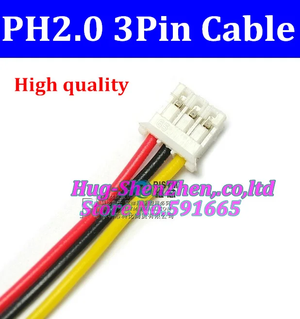 

NEW 500pcs/lot JST 2.0mm PH2.0 PH 2.0 3pin connector with cable 100mm wire 24AWG