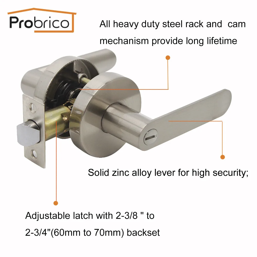 Защитная дверная ручка Probrico замок с ключом для межкомнатной двери замок атласный никель Передняя Задняя дверь рычаг входной замок для спальни