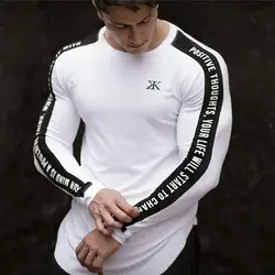 Новая спортивная рубашка для мужчин фитнес-бег футболки с длинным рукавом спортивный топ эластичная спортивная одежда Спортзал
