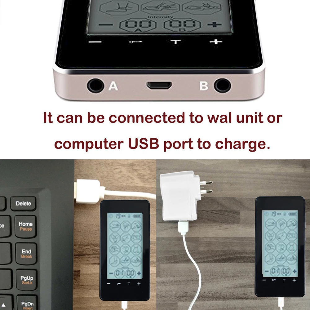 Rechargeable Body Massager 12-Mode Touch Screen Backlight Massage Instrument TENS Physiotherapy anti-stress Pain Relieve Machine