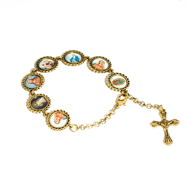 Jesus Christ Cross Pendant Suspension Charm Bracelet All Saint Maria