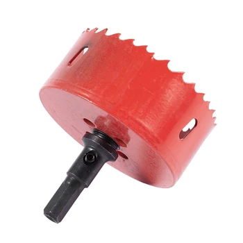 

80mm Cutting Dia 30mm Depth Twist Drill Bit Metal Hole Saw Cutter Red+Black
