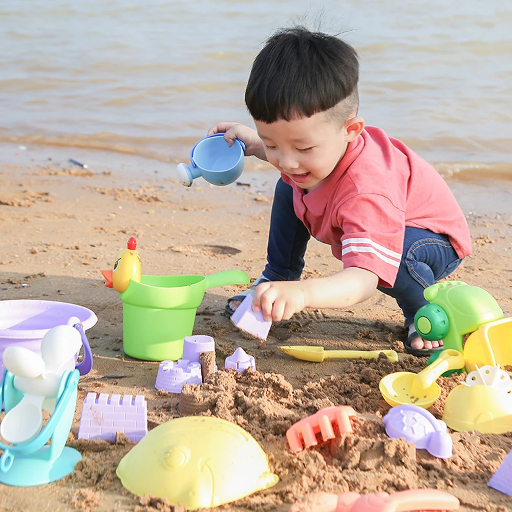 Ideal  Soft Silicone Beach Sand Toys for Children SandBox Set Kit Sea Sand Bucket Rake Hourglass Water Tab