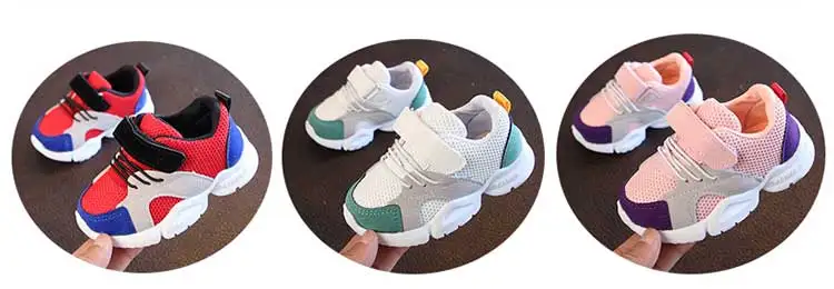 Children shoes 2019 new breathable mesh girls & boys running shoes patchwork PU children tennis sneakers kids athletic shoes (8)