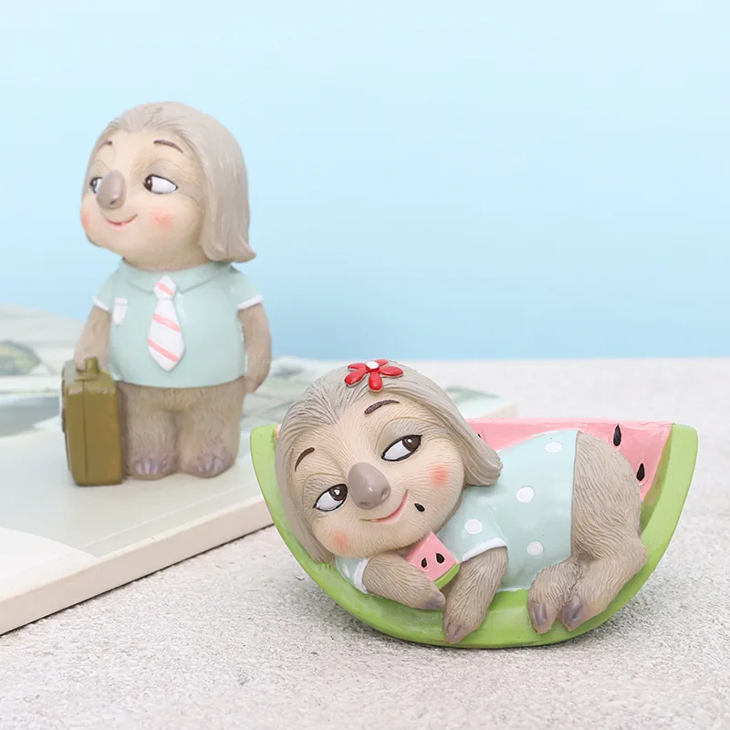 

Set of 6 Tree Sloth Miniatures Fairy Garden Decor Resin Figurines Cake Decoration Craft Hiking Animal Toys