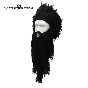 

YOZIRON New Handmade Wig Long Beard Dad Hats Party Cap Unisex Adult Warm Caps Novelty Halloween Gifts Men Women Beanies Hat