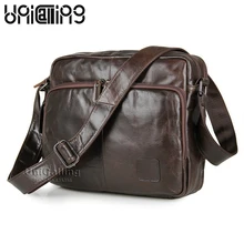 Мужская кожаная модная винтажная кожаная сумка через плечо, модная многофункциональная сумка через плечо с передними и задними карманами