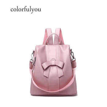 

Women Backpack 2019 Korean Fashion pink Travel School Bag Bow College Student PU Leather Backpack For Teenager shoulder bag