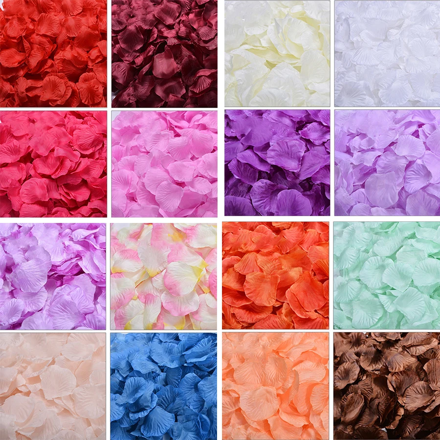500PCs Multicolor Fake Rose Petals Flower Girl Toss Silk Petal