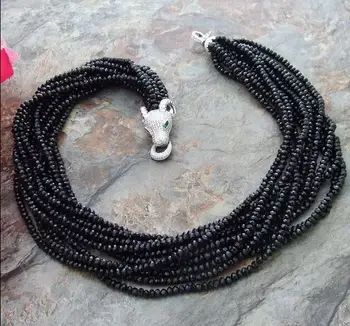 

10row 4mm Black Crystal 20" Necklace CZ Clasp