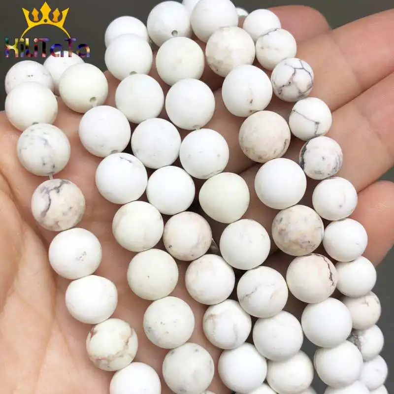 

Natural Round Matte White Mongolia Turquoises Beads Loose Beads For Jewelry Making DIY Bracelet Necklace Accessories 6/8/10mm