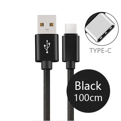 Usb type-C кабель нейлоновый металлический type-C синхронизация Быстрая зарядка для OnePlus 3t 3 2 ZUK Z2/Lumia 950XL/950/ASUS Zenfone 3 Delux Ultra - Цвет: 1mBlack