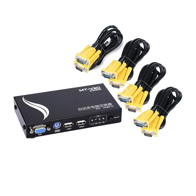 MT-Viki 4 порта Авто VGA USB KVM переключатель Hotkey выберите с оригинальными кабелями металлический корпус высокого разрешения ПК управление MT-471UK-L